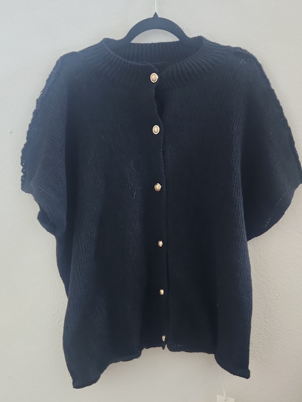 Saodimallsu Black Button-Front Womens Sweater Cardigan